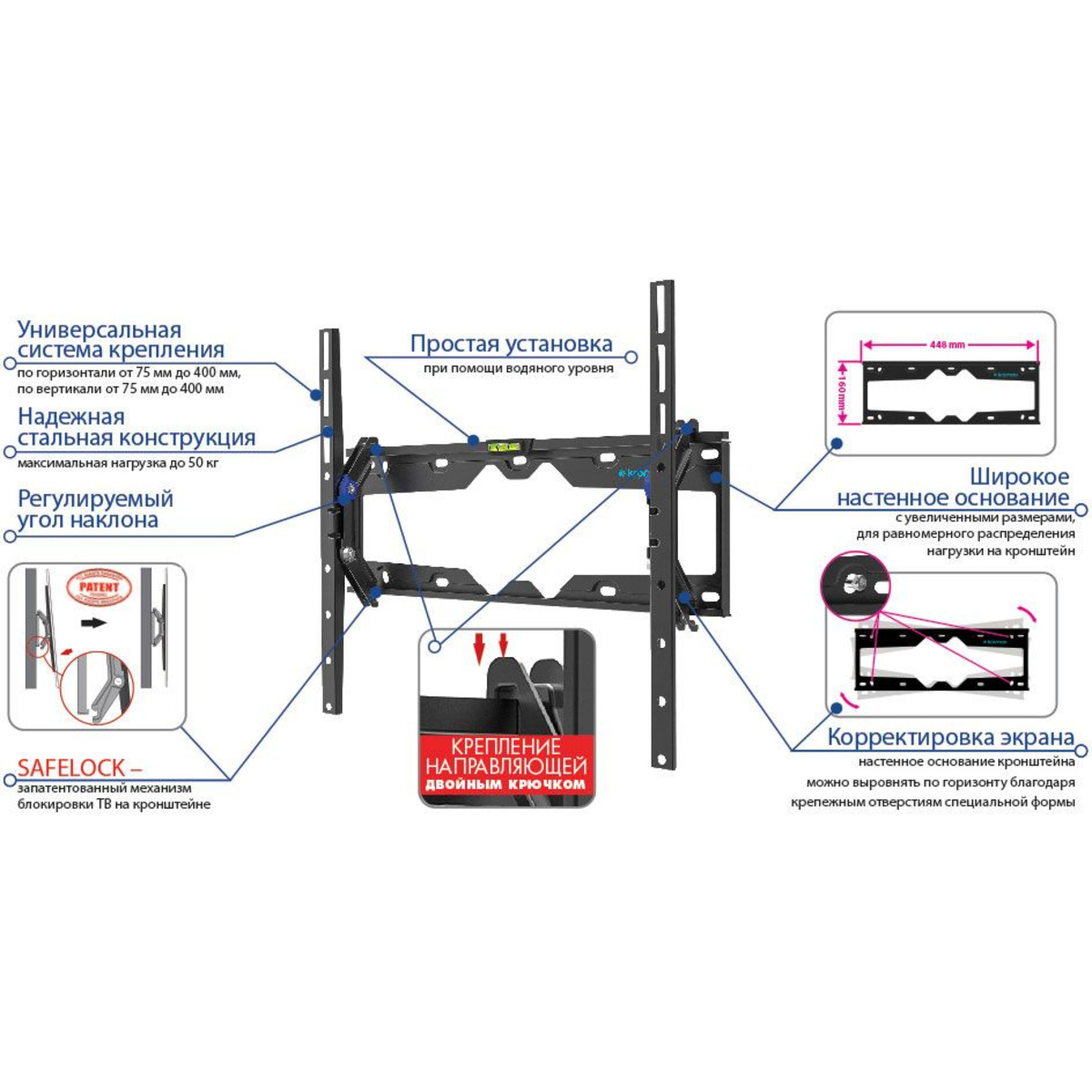 Кронштейн настенный Kromax Element-4 (Цвет: Black)