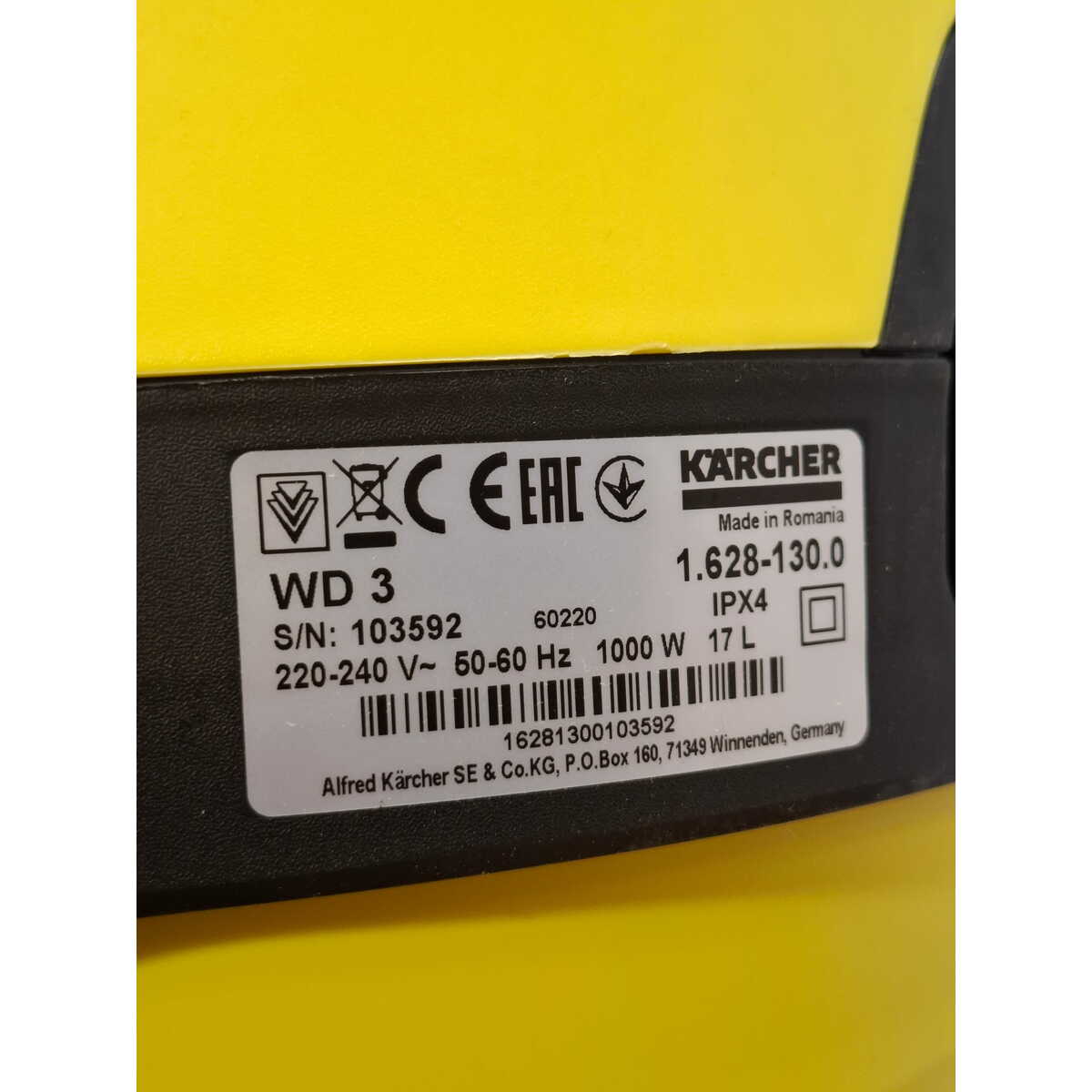 Строительный пылесос Karcher WD 3 V-17/4/20 (Цвет: Yellow)