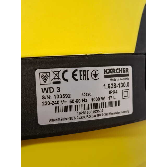 Строительный пылесос Karcher WD 3 V-17 / 4 / 20 (Цвет: Yellow)