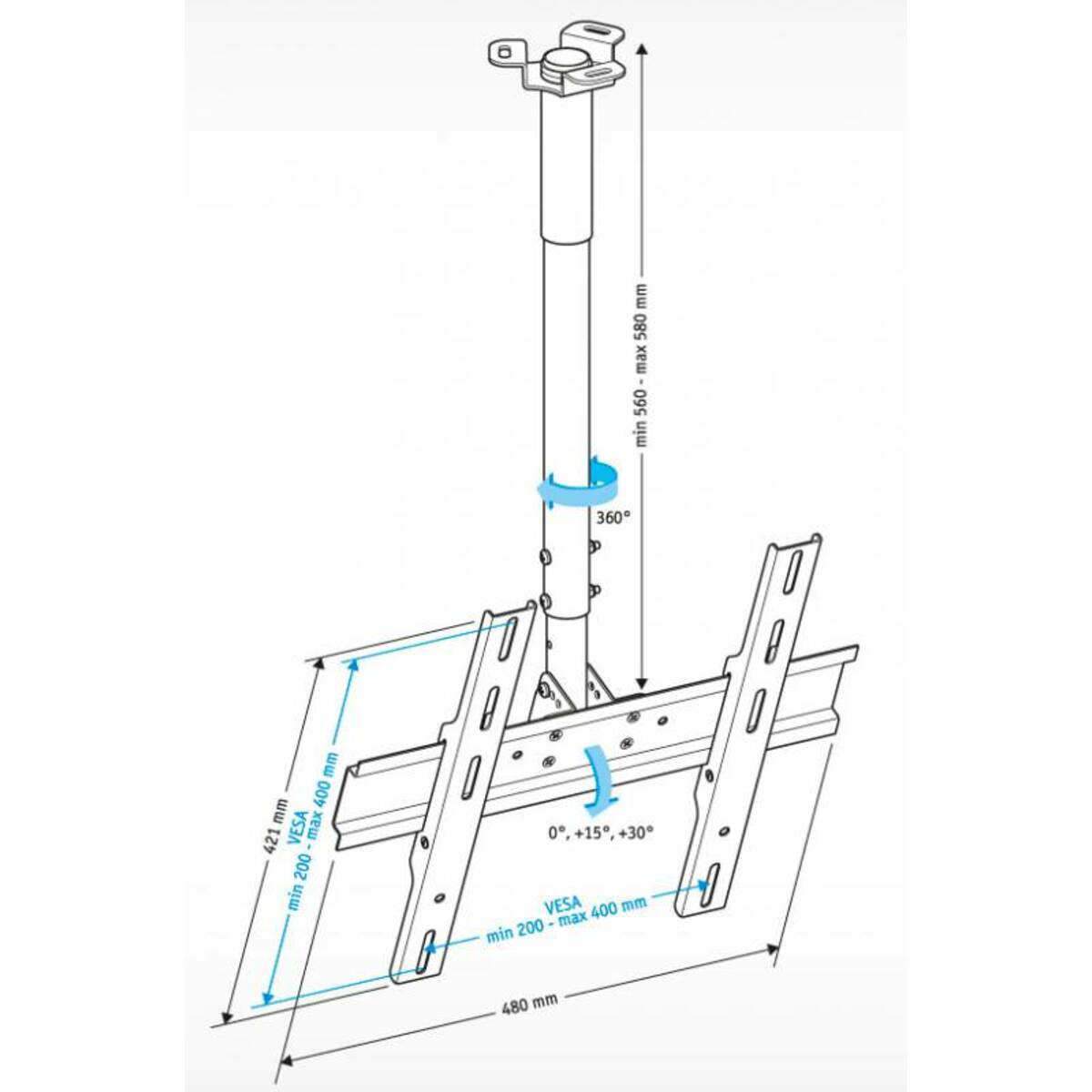 Кронштейн потолочный Holder PR-101-W (Цвет: White)