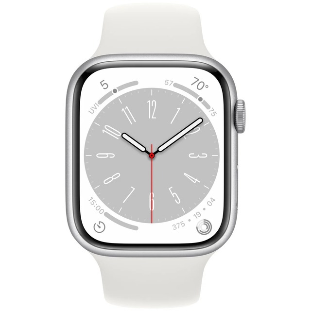 Умные часы Apple Watch Series 8 45mm Aluminum Case with Sport Band (Цвет: Silver/White)