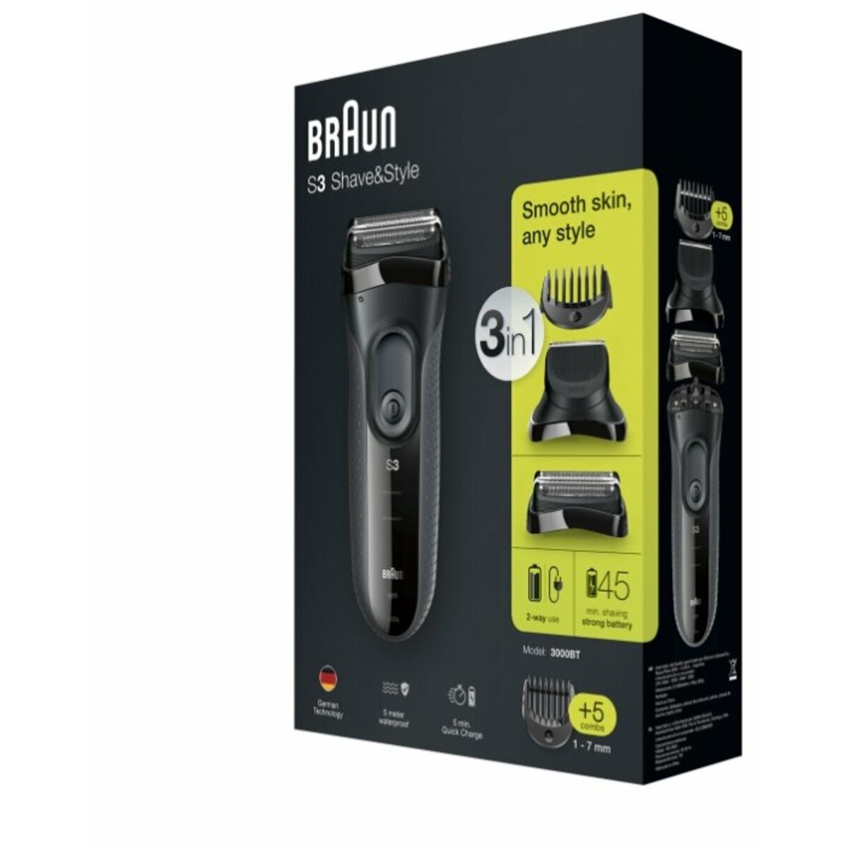 Бритва сетчатая Braun Series 3 3000BT (Цвет: Black)