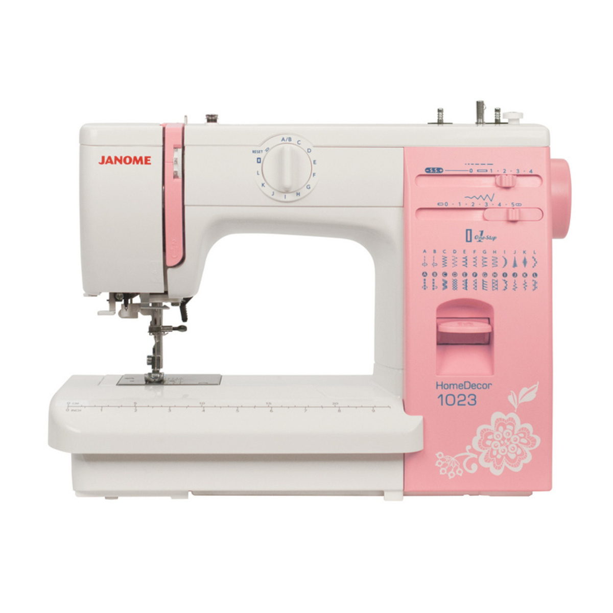 Швейная машина Janome HomeDecor 1023 (Цвет: White/Pink)