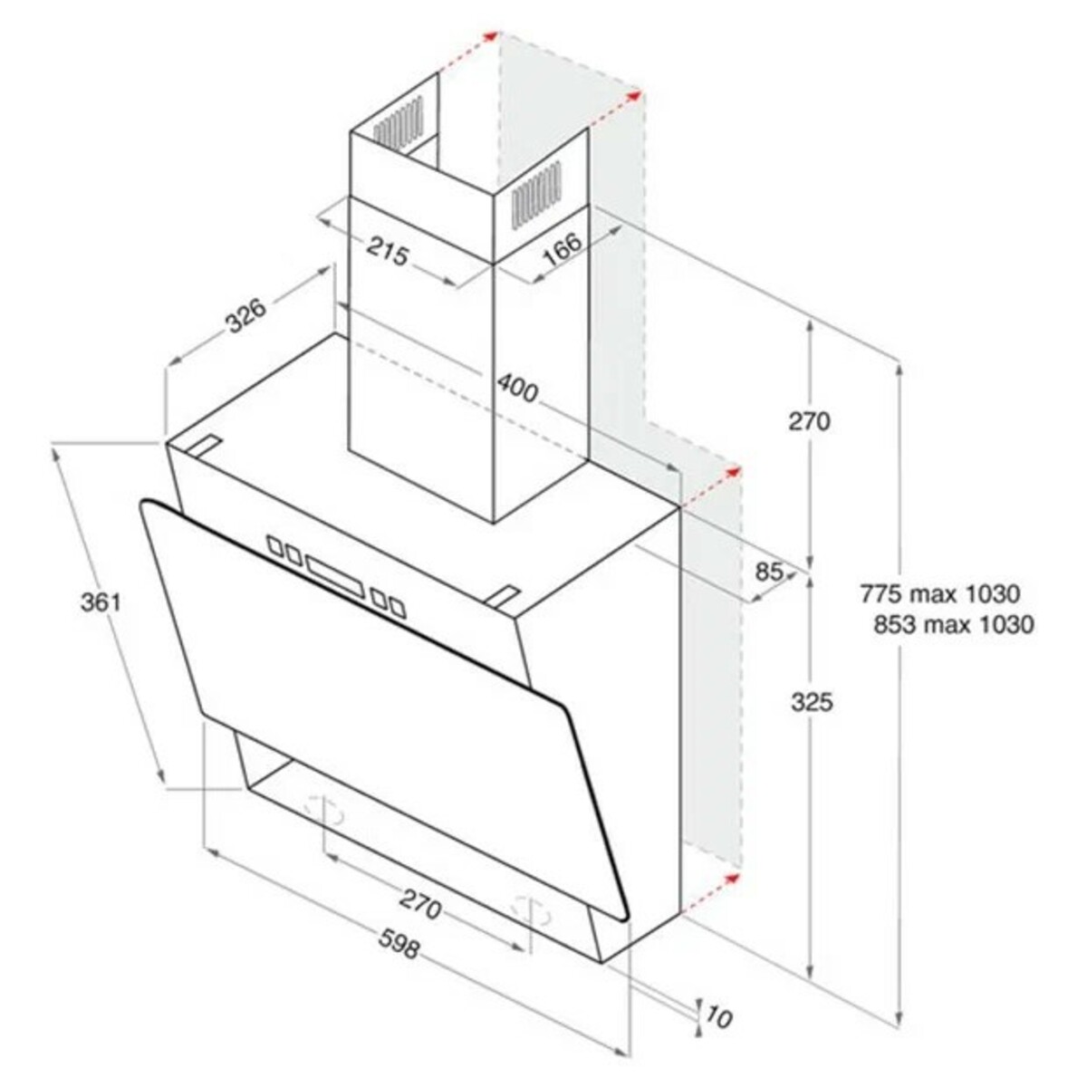 Вытяжка каминная Hotpoint-Ariston RU HHVP 6.5 LL K (Цвет: Inox / Black)