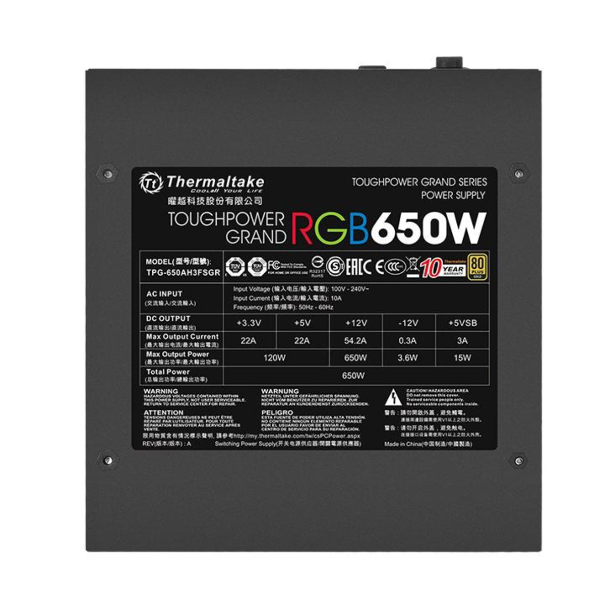 Блок питания Thermaltake ATX 650W Toughpower Grand RGB Sync