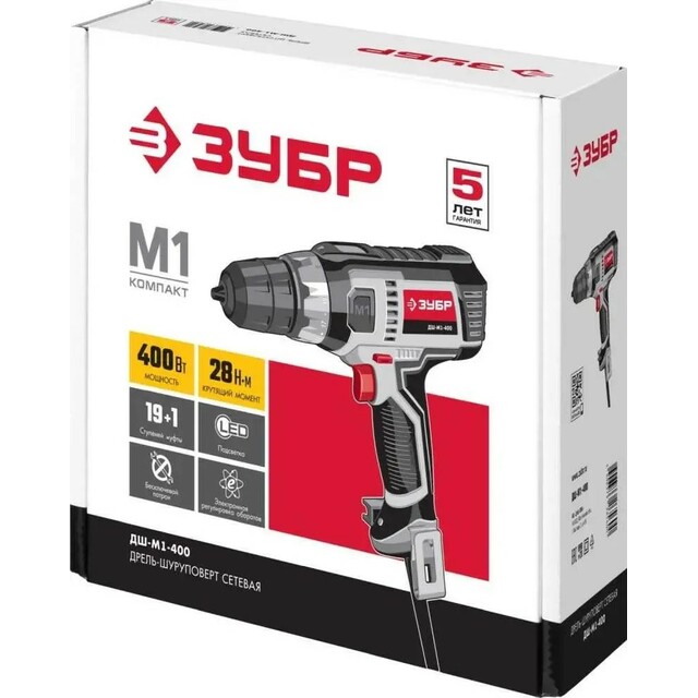 Дрель-шуруповерт Зубр ДШ-М1-400 (Цвет: Gray/Black)