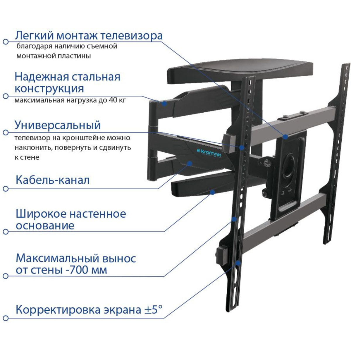 Кронштейн настенный Kromax Atlantis-60, черный