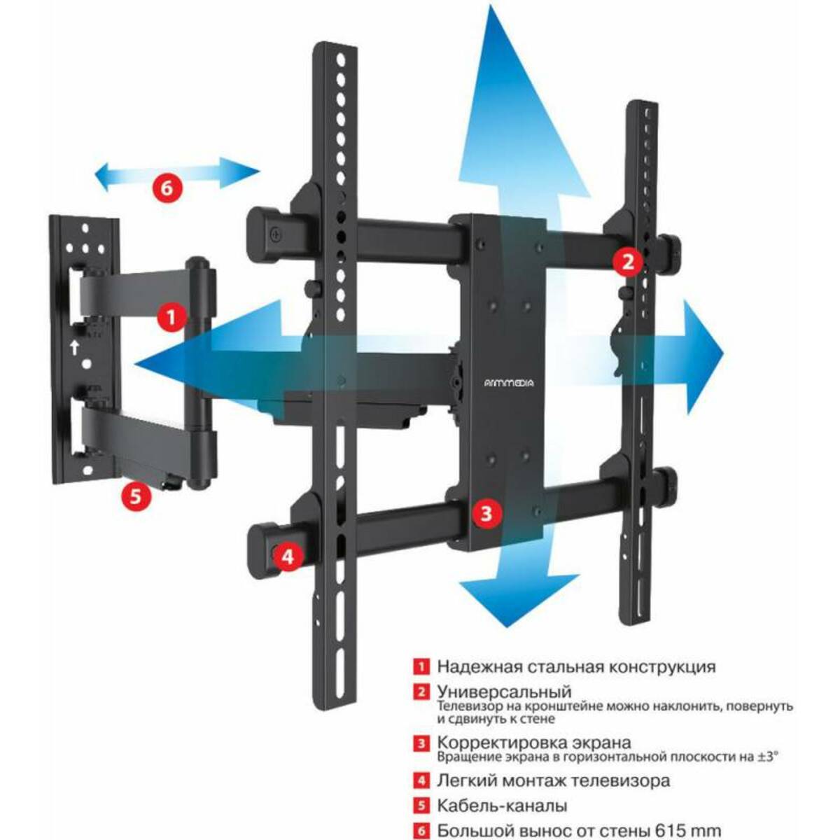 Кронштейн настенный Arm Media Paramount-40, черный