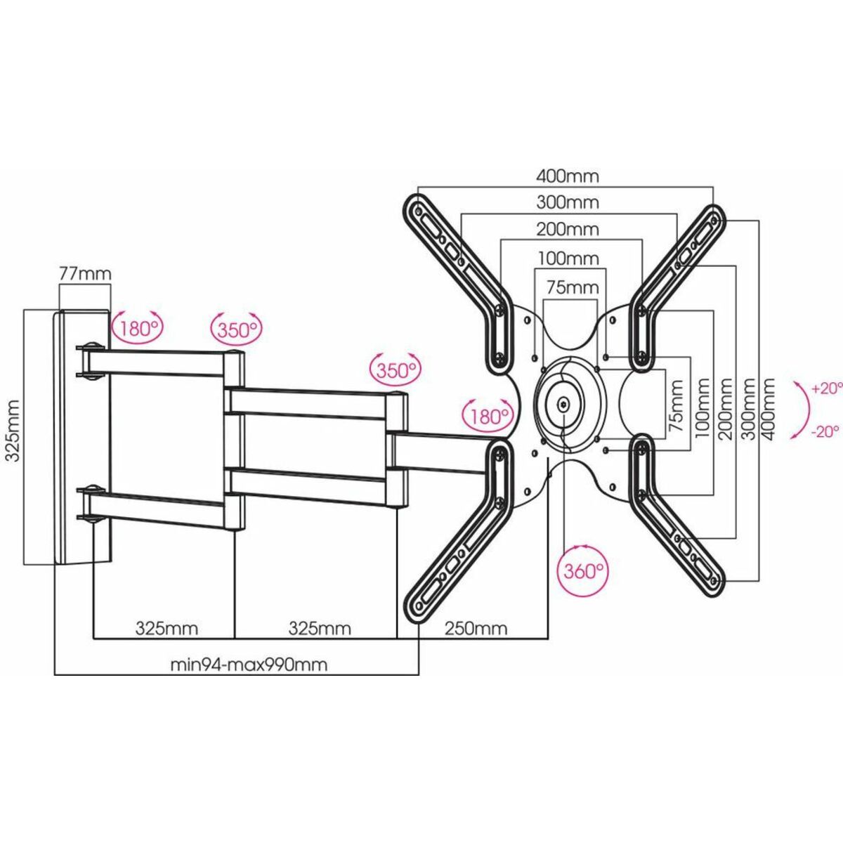 Кронштейн настенный Arm Media LCD-900 (Цвет: Black)