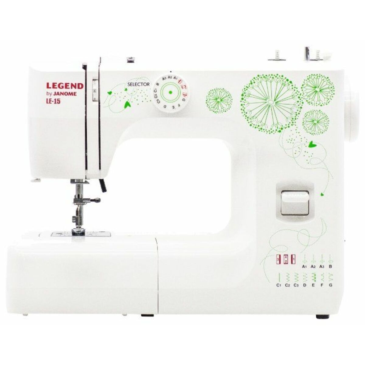 Швейная машина Janome Legend LE-15 (Цвет: White/Green)