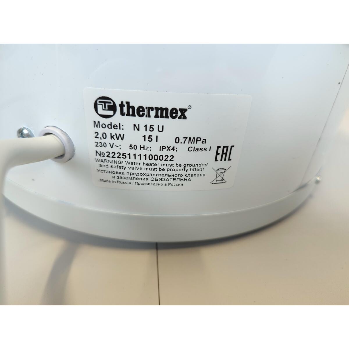 Водонагреватель Thermex N 15 U, белый