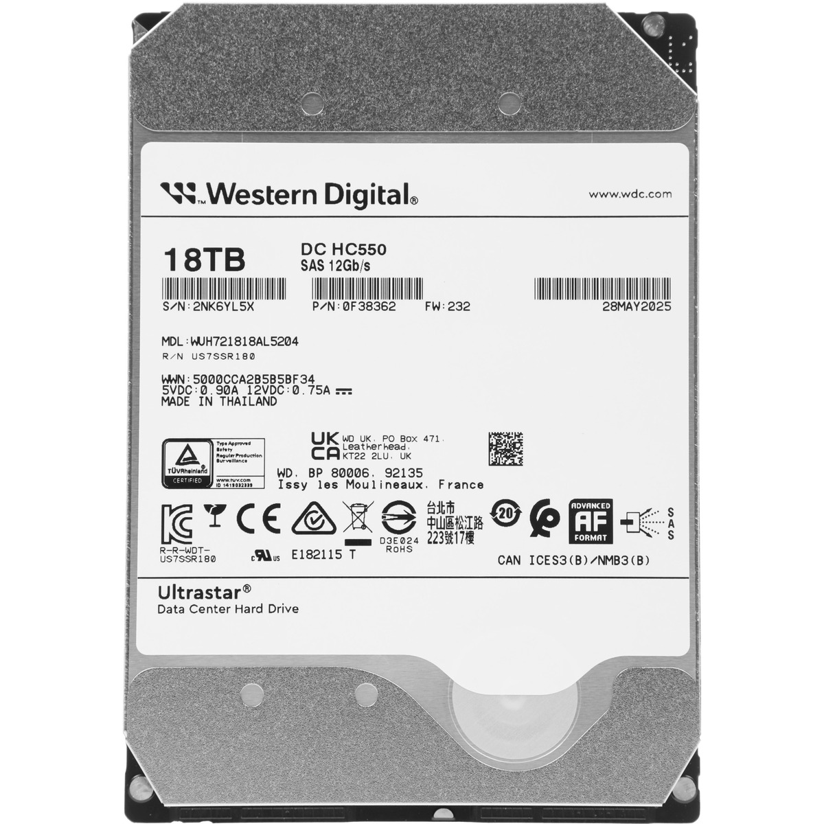 Жесткий диск WD SAS 3.0 18TB 0F38362 WUH721818AL5204