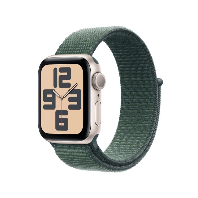 Умные часы Apple Watch SE (2024) 40mm Aluminum Case with Sport Loop (Цвет: Starlight / Lake Green)