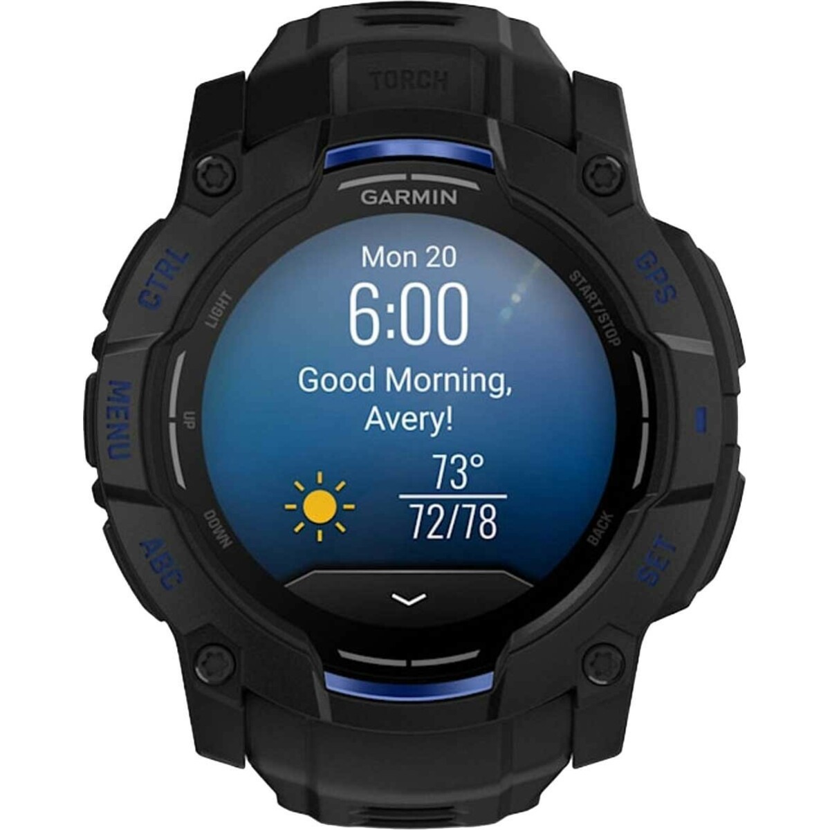 Умные часы Garmin Instinct 3 50mm Amoled (Цвет: Black/Bolt Blue)