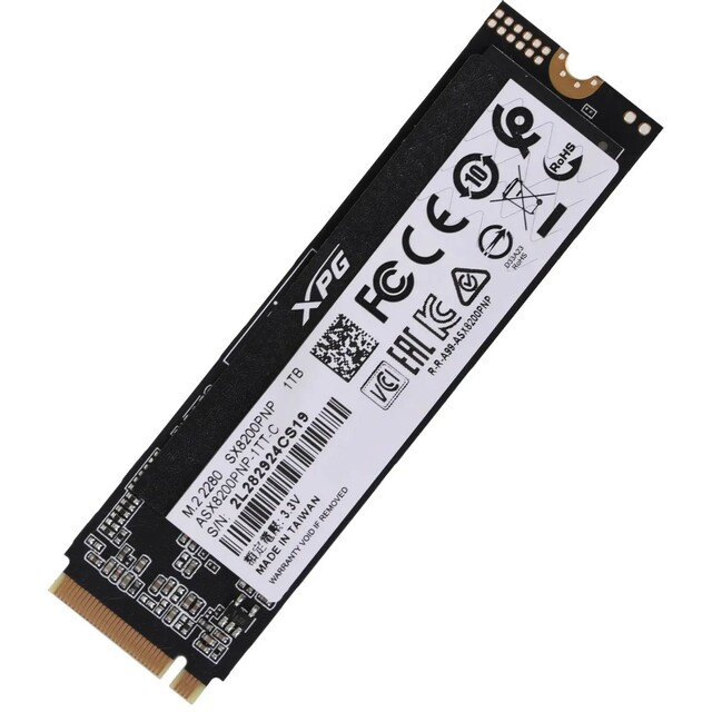 Накопитель SSD A-Data PCI-E 3.0 x4 1Tb ASX8200PNP-1TT-C XPG SX8200 Pro