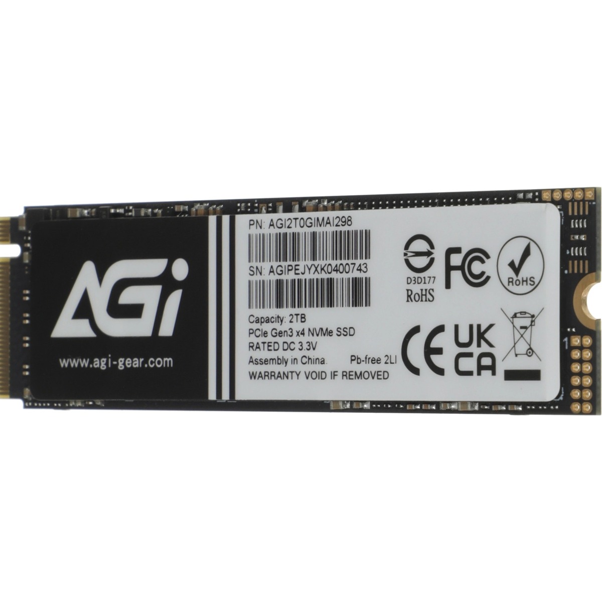 Накопитель SSD AGi PCIe 3.0 x4 2TB AGI2T0GIMAI298-CB