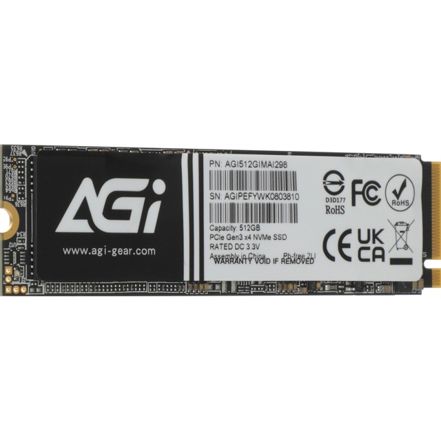 Накопитель SSD AGi PCIe 3.0 x4 512GB AGI512GIMAI298-CB Накопитель SSD AGi PCIe 3.0 x4 512GB AGI512GIMAI298-CB
