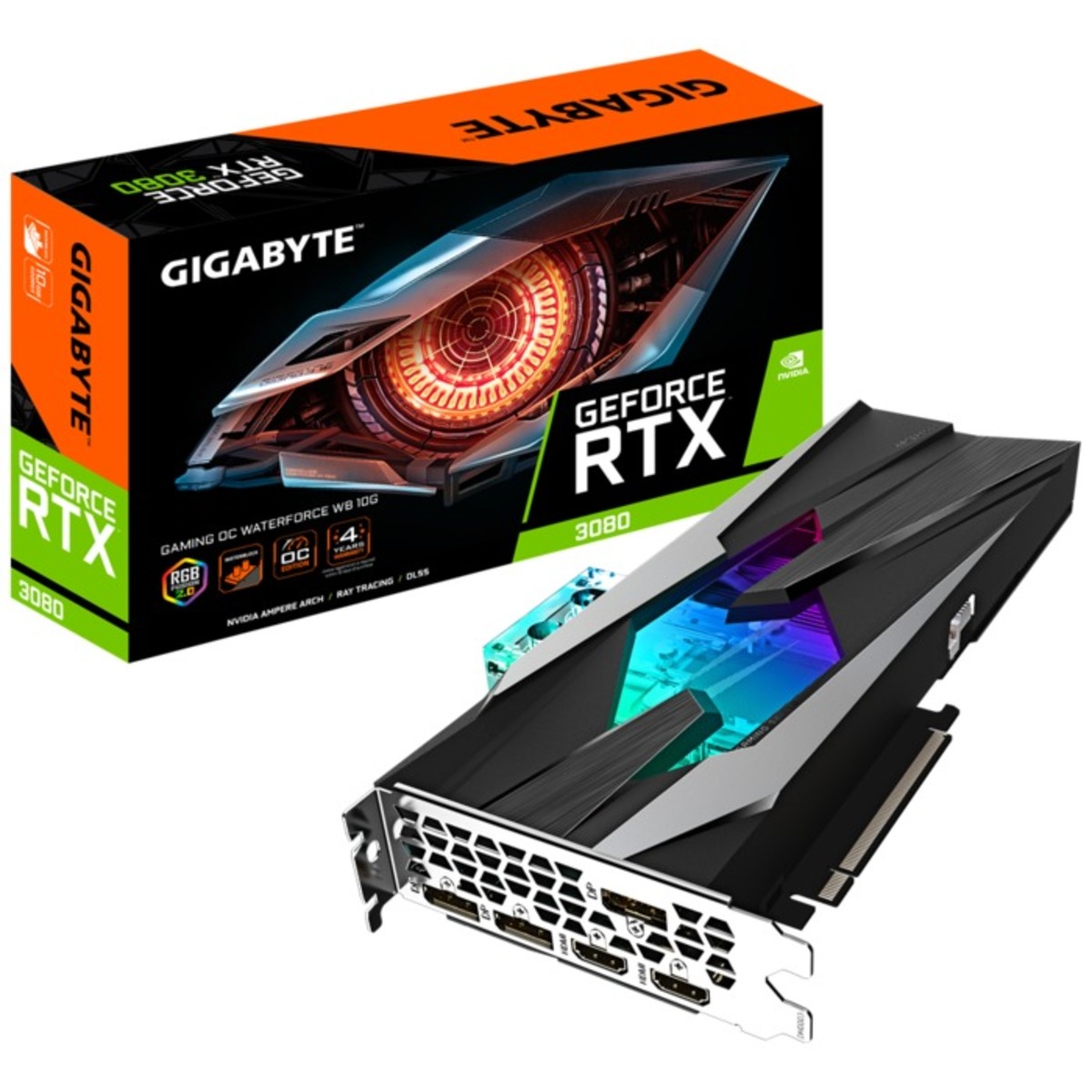 Видеокарта GIGABYTE GeForce RTX 3080 GAMING OC WATERFORCE WB 10G rev. 2.0 LHR