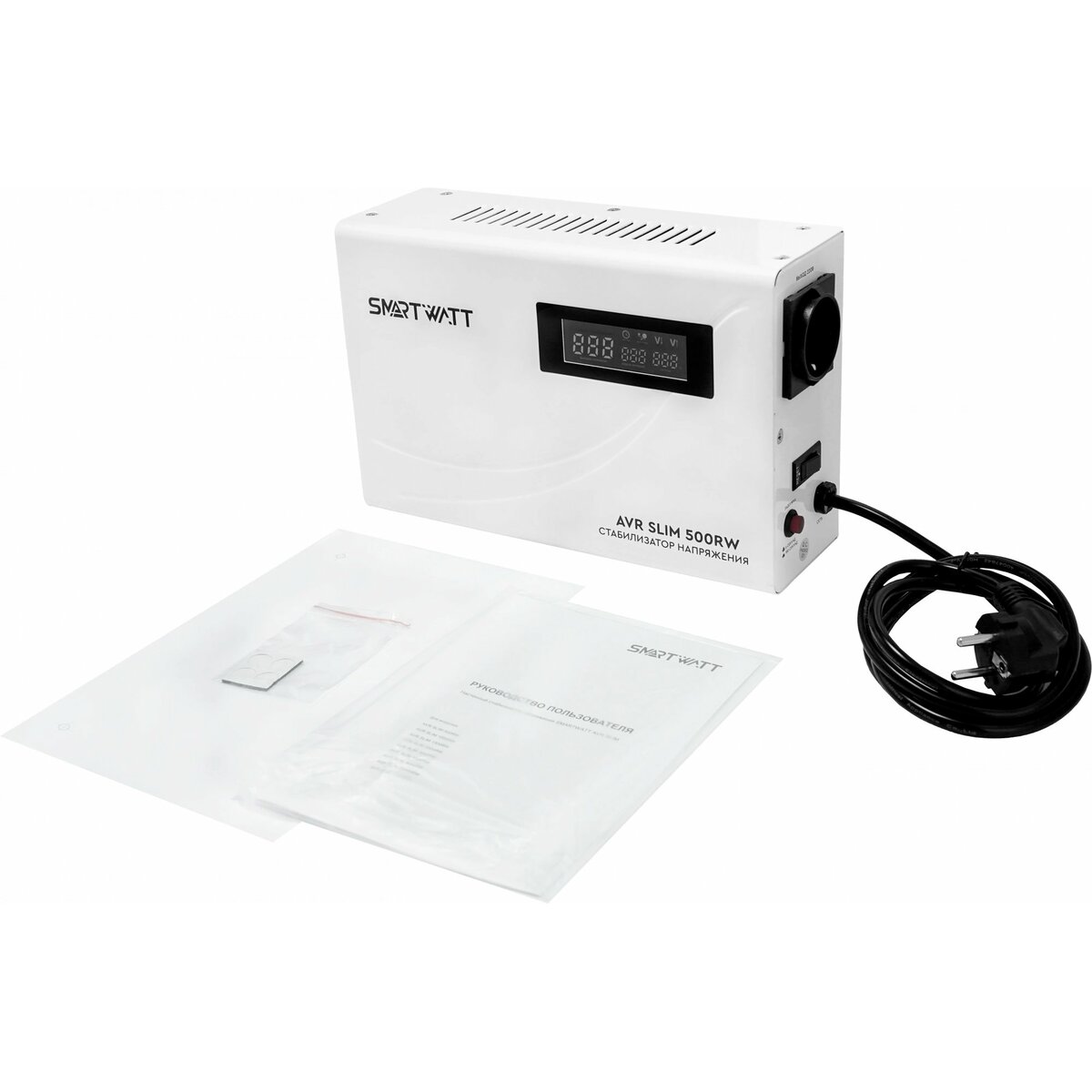 Стабилизатор напряжения Smartwatt AVR Slim 500RW, белый