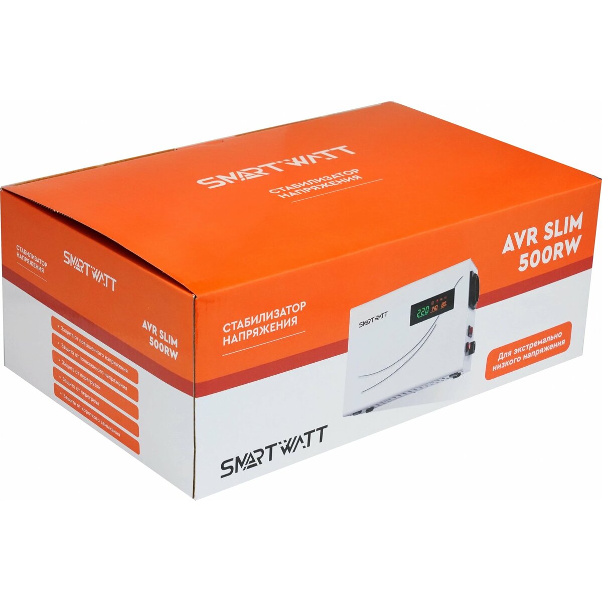 Стабилизатор напряжения Smartwatt AVR Slim 500RW, белый