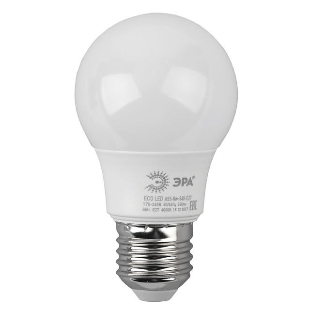 Лампа светодиодная Эра A55-8W-840-E27 8Вт цоколь:E27 колба:A55 (упак.:3шт) 