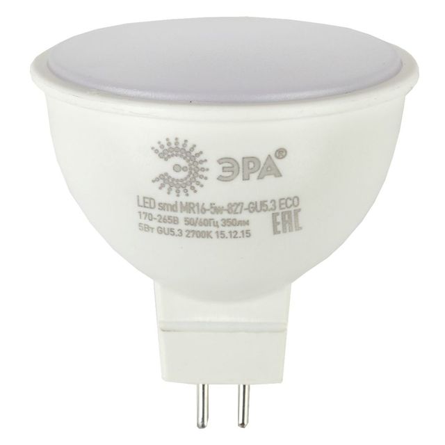Лампа светодиодная Эра MR16-5W-827-GU5.3 5Вт цоколь:GU5.3 колба:MR16 (упак.:3шт) 