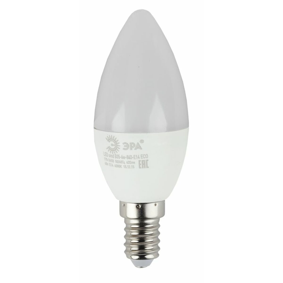 Лампа светодиодная Эра B35-6W-827-E14 6Вт цоколь:E14 2700K колба:B35 (упак.:3шт) 