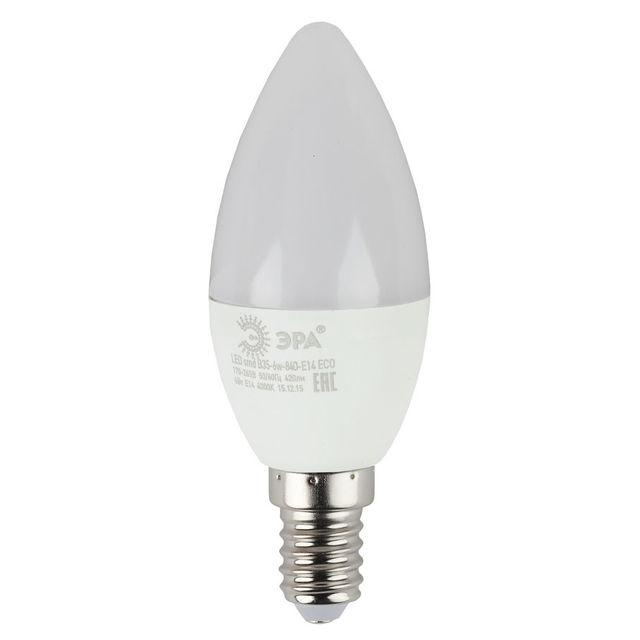 Лампа светодиодная Эра B35-6W-840-E14 6Вт цоколь:E14 колба:B35 (упак.:3шт) 