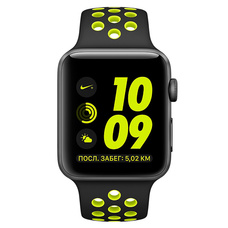 Умные часы Apple Watch Series 2 38mm with Nike Sport Band (Цвет: Space Gray / Black and Volt)