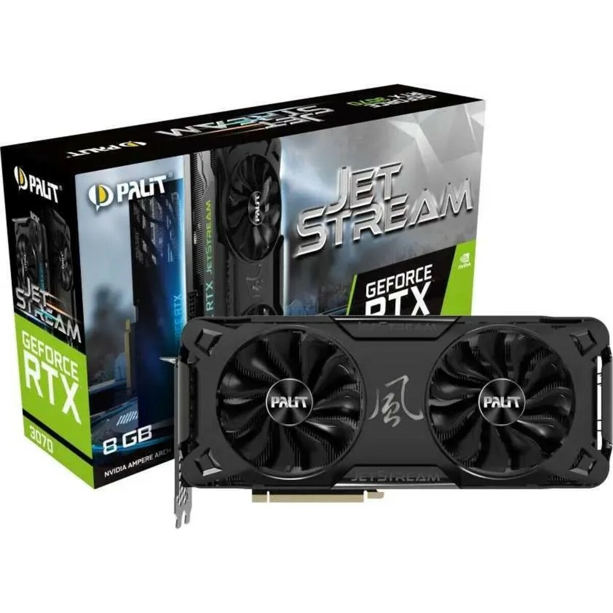 Видеокарта Palit PCI-E 4.0 PA-RTX3070 JETSTREAM 8G V1 LHR NVIDIA GeForce RTX 3070 8192Mb 256 GDDR6 1500 / 14000 / HDMIx1 / DPx3 / HDCP Ret