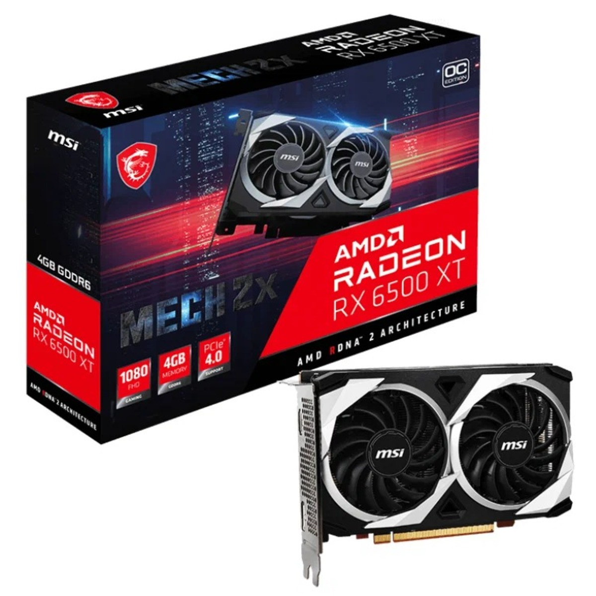 Видеокарта MSI Radeon RX 6500 XT MECH 2X 4G OC Retail