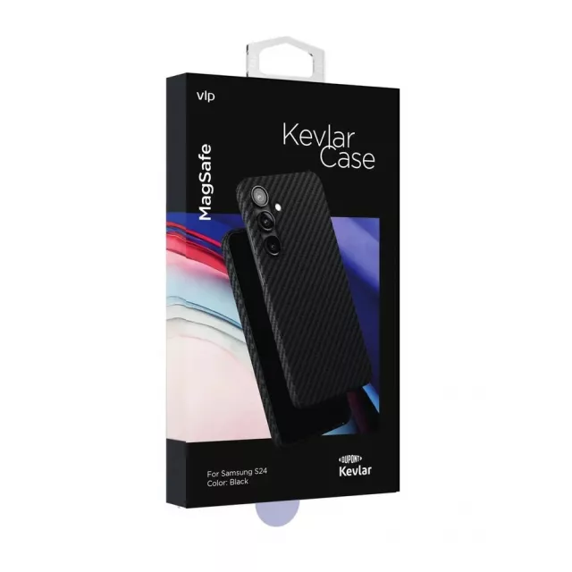 Чехол-накладка VLP Kevlar Сase with MagSafe для смартфона Samsung Galaxy S24, черный