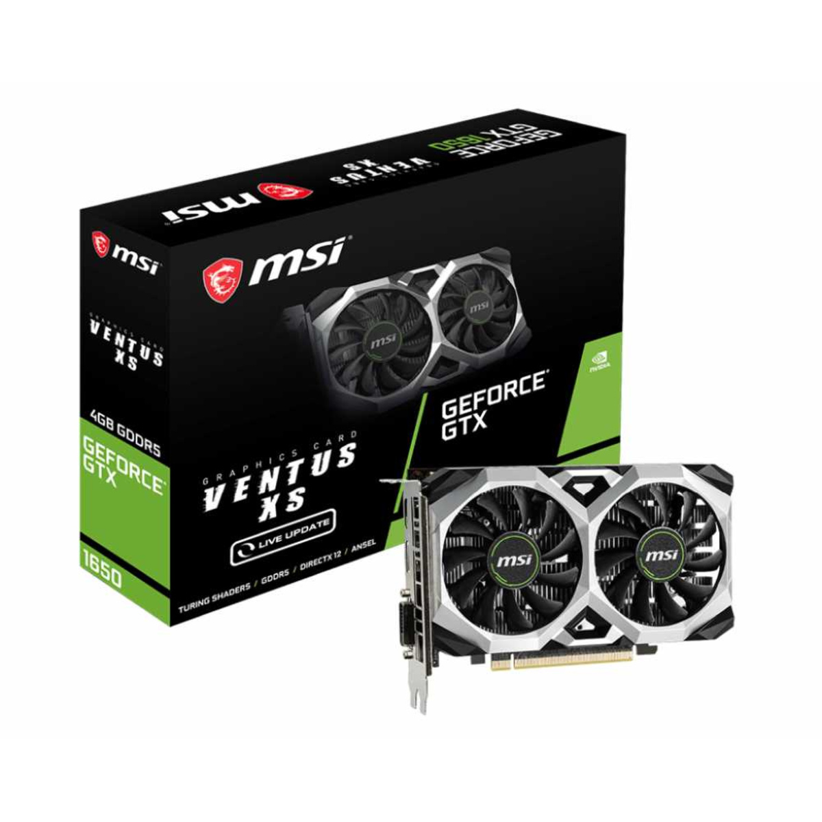 Видеокарта MSI PCI-E GTX 1650 VENTUS XS 4G nVidia GeForce GTX 1650 4096Mb 128bit GDDR5 1485 / 8000 DVIx1 / HDMIx1 / DPx1 / HDCP Ret