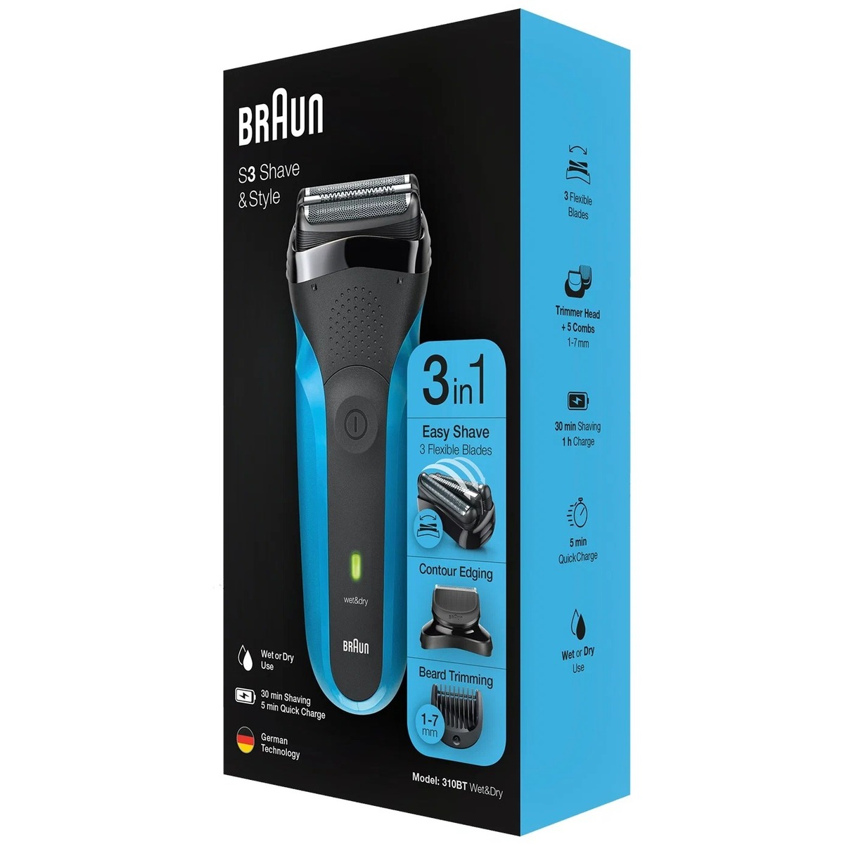 Бритва сетчатая Braun Series 3 310BT (Цвет: Black / Blue)