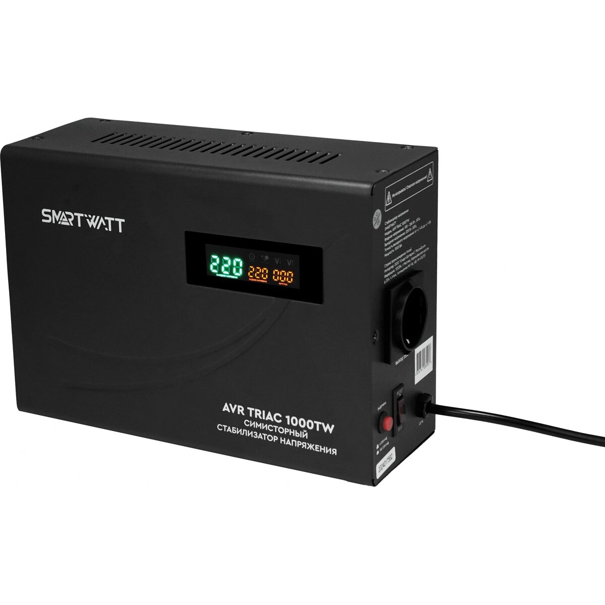Стабилизатор напряжения Smartwatt AVR Triac 1000TW, черный