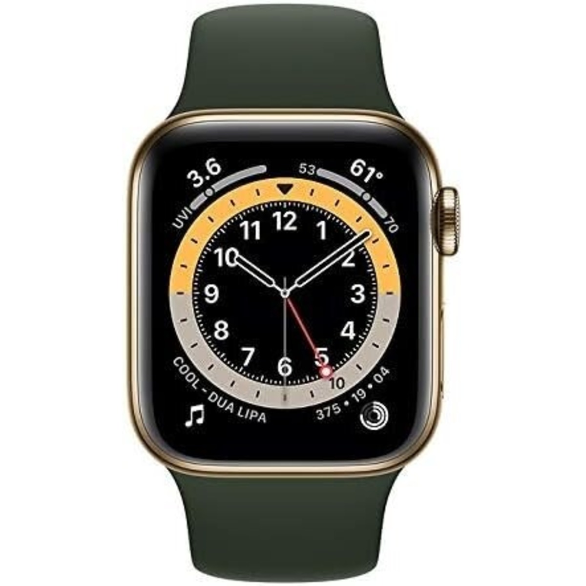Умные часы Apple Watch Series 6 44mm Stainless Steel Case with Sport Band (Цвет: Gold /  Cyprus Green)