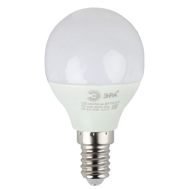 Лампа светодиодная Эра Р45-6W-827-E14 6Вт цоколь:E14 колба:P45 (упак.:3шт) 