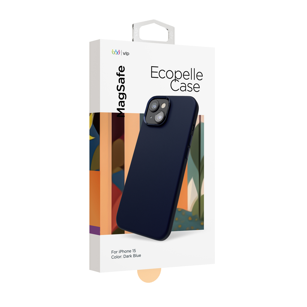 Чехол-накладка VLP Ecopelle Case with MagSafe для смартфона Apple iPhone 15 (Цвет: Dark Blue)