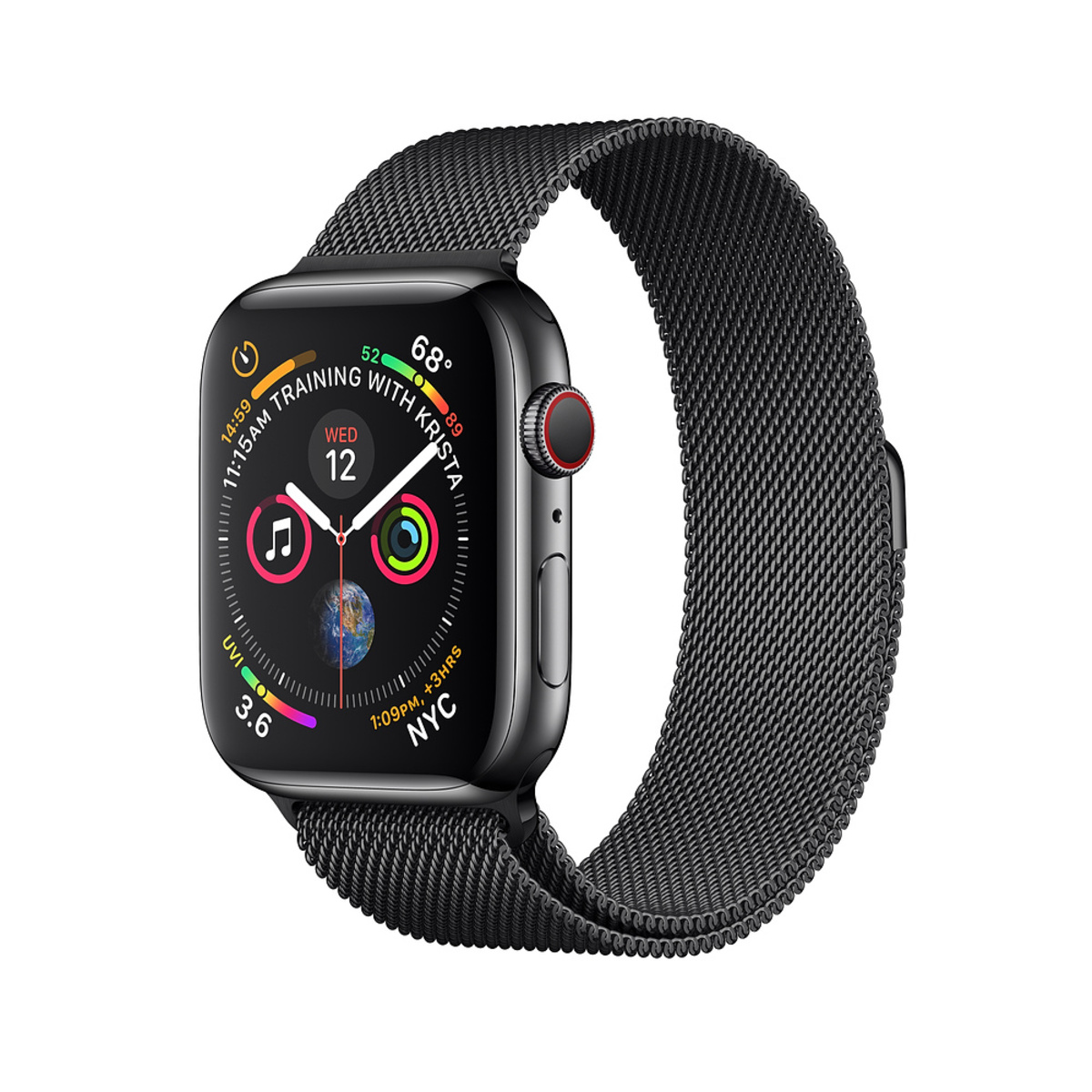 Умные часы Apple Watch Series 4 GPS + Cellular 44mm Stainless Steel Case with Milanese Loop (Цвет: Space Black)