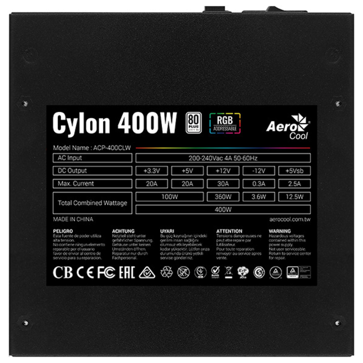 Блок питания Aerocool ATX 400W Cylon 400