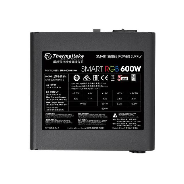 Блок питания Thermaltake ATX 600W Smart RGB 600
