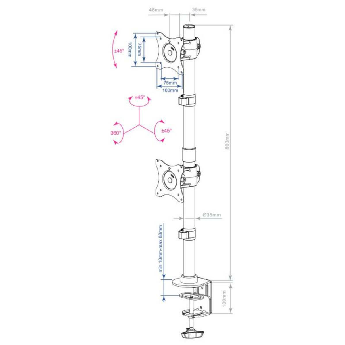 Кронштейн для мониторов Arm Media LCD-T43 (Цвет: Black)