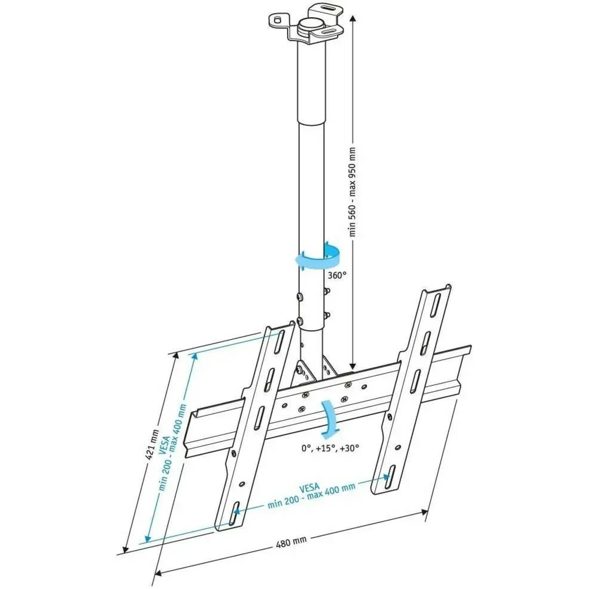 Кронштейн потолочный Holder PR-101-B (Цвет: Black)