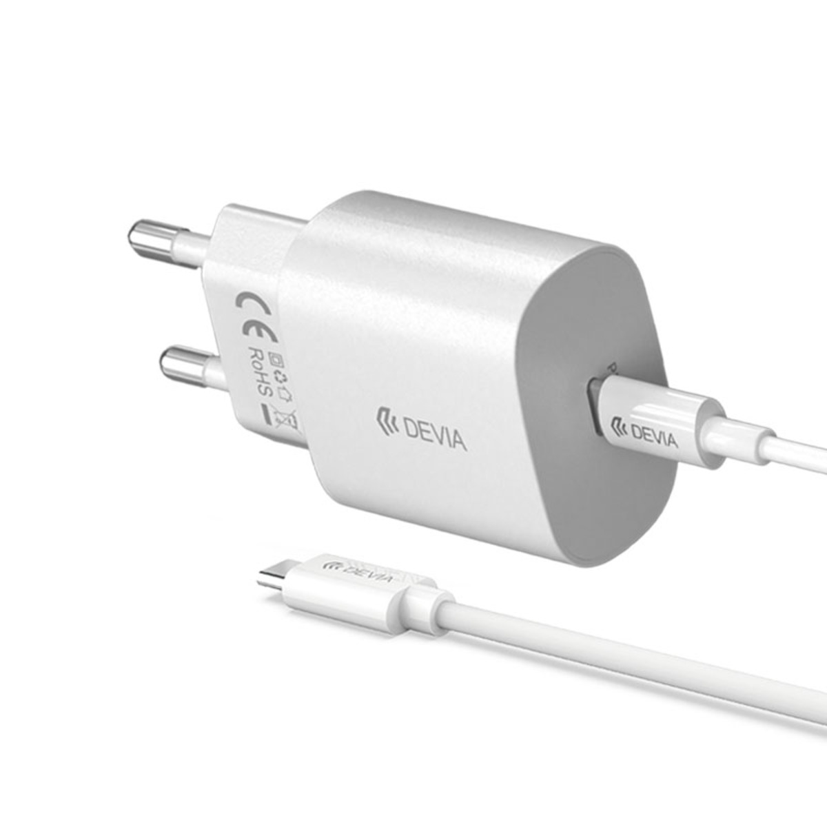 Сетевое зарядное устройство Devia Smart Series с кабелем Type-C, белый