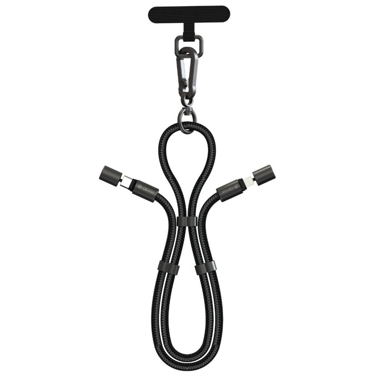 Кабель Devia Woven Fast Cable Adjustable Lanyard Type-C to Lightning 1.6m, черный