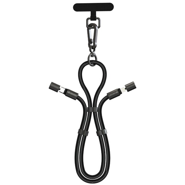 Кабель Devia Woven Fast Cable Adjustable Lanyard Type-C to Lightning 1.6m, черный