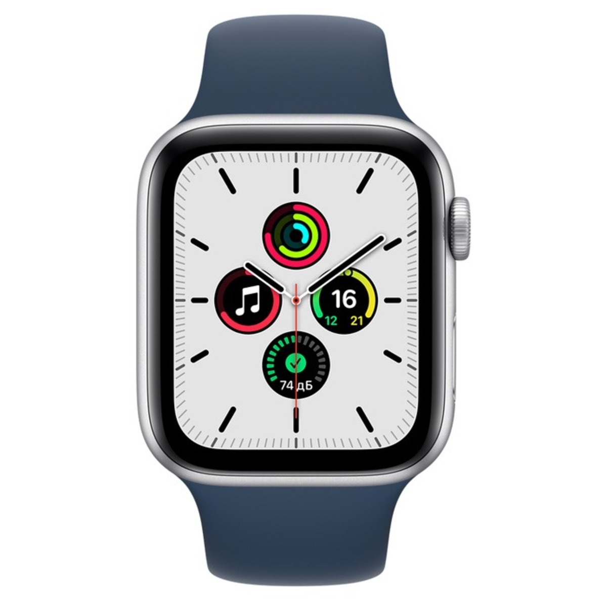 Умные часы Apple Watch SE 44mm Aluminum Case with Sport Band (Цвет: Silver/Blue)