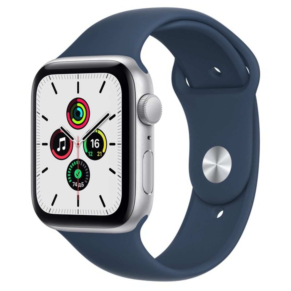 Умные часы Apple Watch SE 44mm Aluminum Case with Sport Band (Цвет: Silver/Blue)