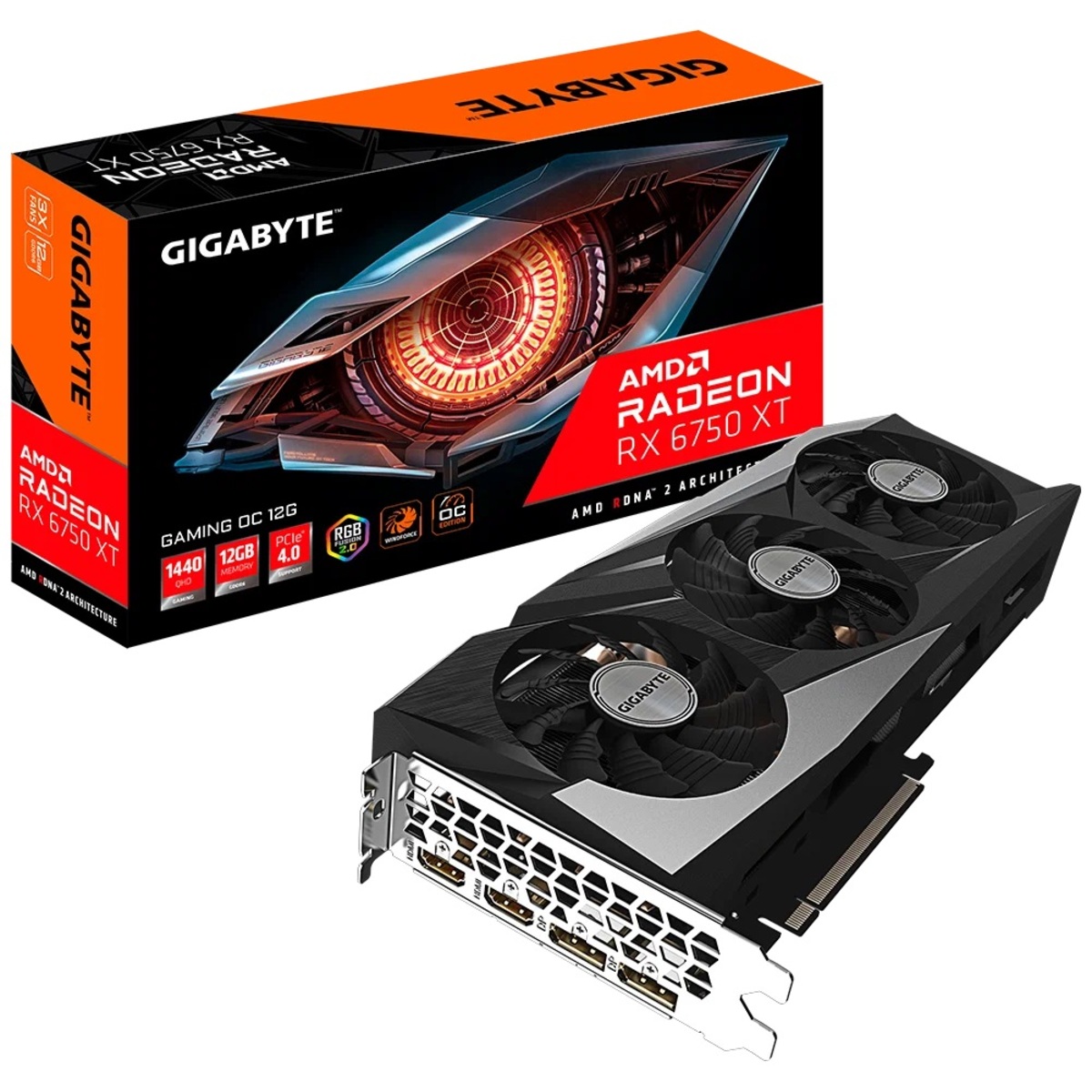 Видеокарта GIGABYTE Radeon RX 6750 XT GAMING OC 12G (GV-R675XTGAMING OC-12GD)