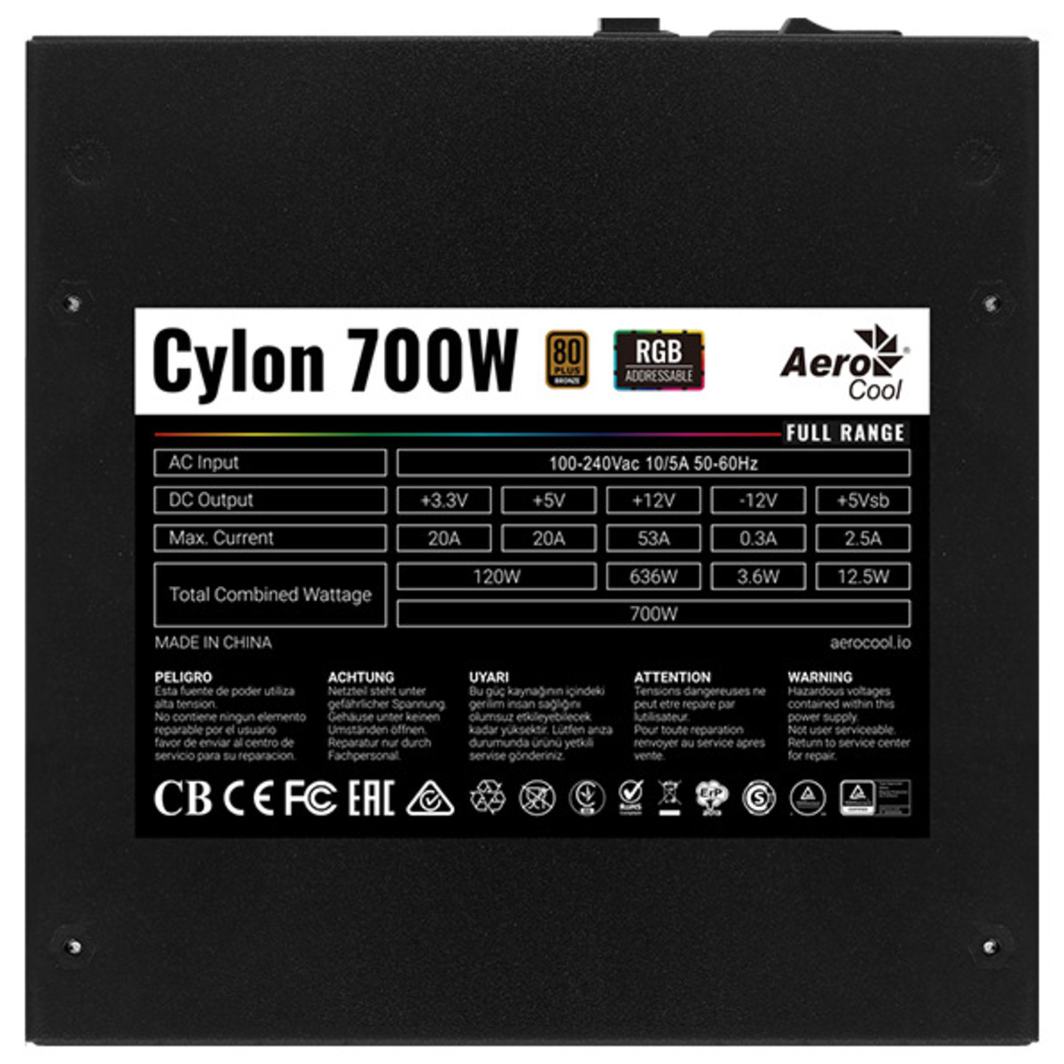 Блок питания Aerocool ATX 700W Cylon 700